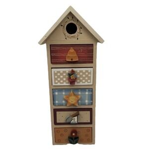 Birdhouse 4 Drawer Cabinet Storage Kitchen Bathroom Trinkets Cottage Core Decor